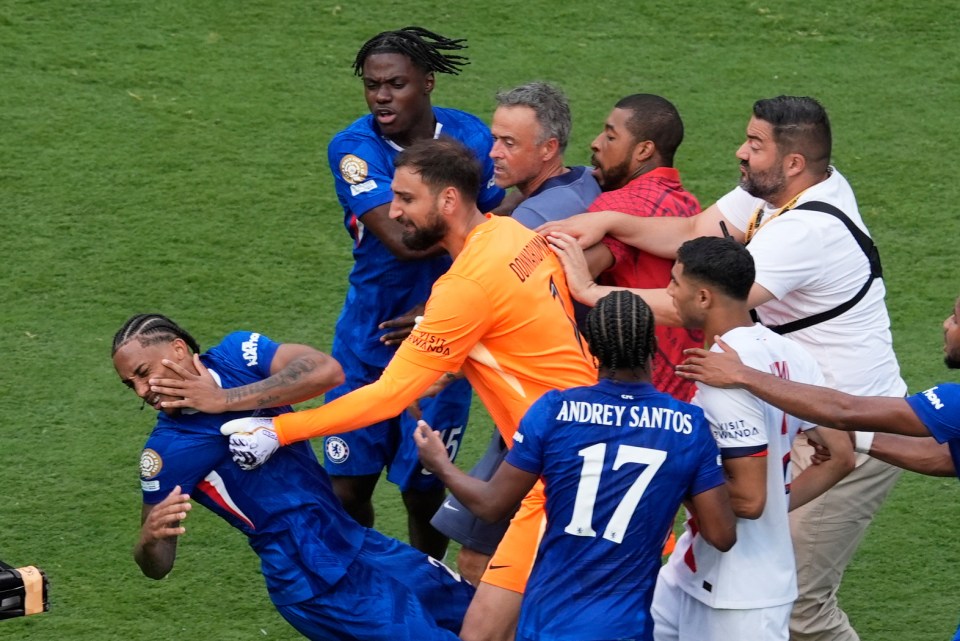 ৩-০ গোলের জয়ের পর মাঠে উত্তেজনা, পিএসজি কোচ এনরিকের ঘুষিতে মাটিতে পড়ে যান চেলসি স্ট্রাইকার পেদ্রো