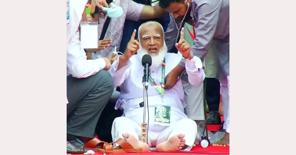 জাতীয় সমাবেশে বক্তব্যরত অবস্থায় অসুস্থ হয়ে পড়লেন জামায়াত আমির, মঞ্চেই লড়াই চালিয়ে যাওয়ার ঘোষণা